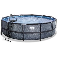 EXIT Frame Pool ø488x122cm (12v Filterpumpe) – Grau von EXIT TOYS