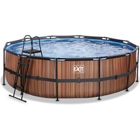 EXIT Frame Pool ø488x122cm (12v Sandfilter) – Holz Optik von EXIT TOYS