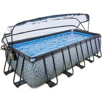 EXIT Stone Pool 540x250x122cm mit Abdeckung und Sandfilter- und Wärmepumpe, grau von EXIT TOYS