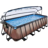 EXIT Wood Pool 540x250x122cm mit Abdeckung und Sandfilterpumpe, braun von EXIT TOYS