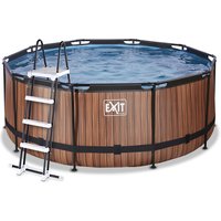 EXIT Wood Pool ø360x122cm mit Sandfilterpumpe, braun von EXIT TOYS