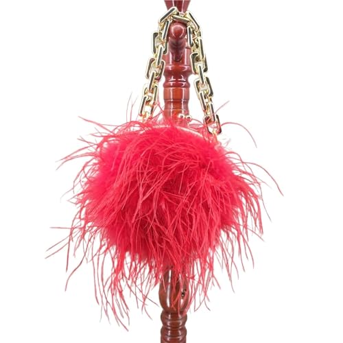 EXKURPOO Feder Tasche Mini-Handtasche mit Straußenfedern und goldener Kette, Party-Accessoire(Color 11) von EXKURPOO