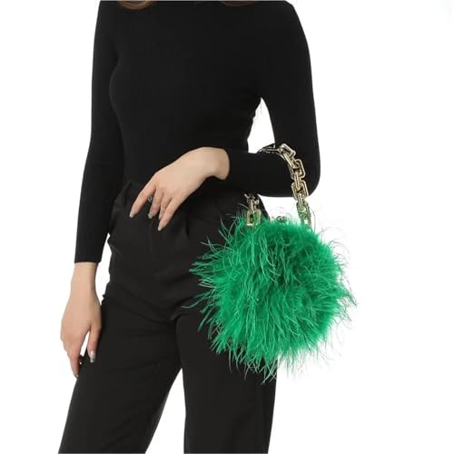 EXKURPOO Feder Tasche Mini-Handtasche mit Straußenfedern und goldener Kette, Party-Accessoire(Color 7) von EXKURPOO