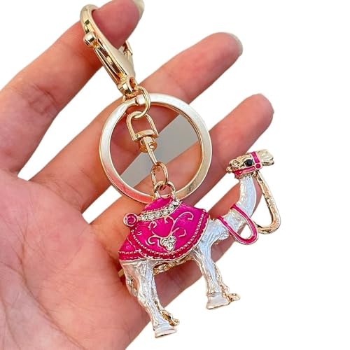 EXKURPOO Schlüsselanhänger Camel KeyChain Crystal Car Key Ring Souvenir Gift(6433rosered) von EXKURPOO
