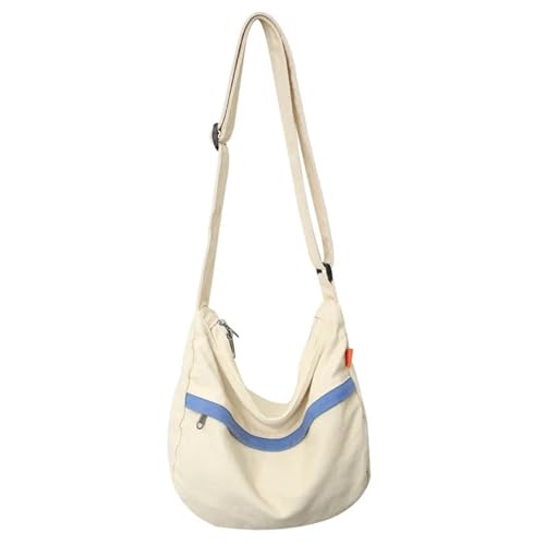 EXKURPOO Schultertasche Canvas-Taschen for Frauen Vintage Handtaschen Casual Schulter Crossbody Messenger Bag Unisex Shopper Tasche(Beige) von EXKURPOO