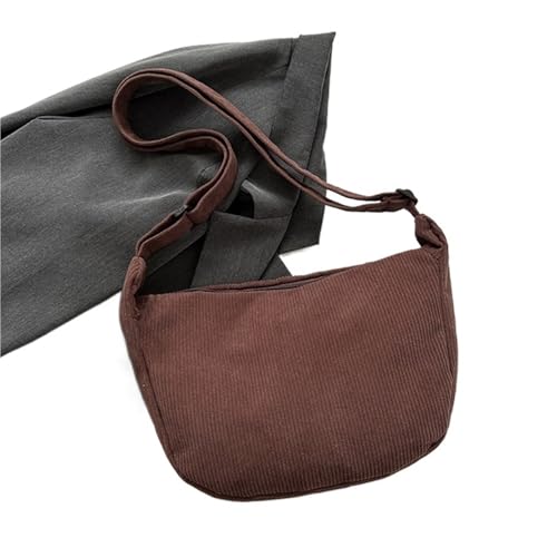 EXKURPOO Schultertasche Cord Lazy Wind Literarische Einzel-Schulter-Crossbody Student Casual Female Einfache Knödeltasche(Brown) von EXKURPOO