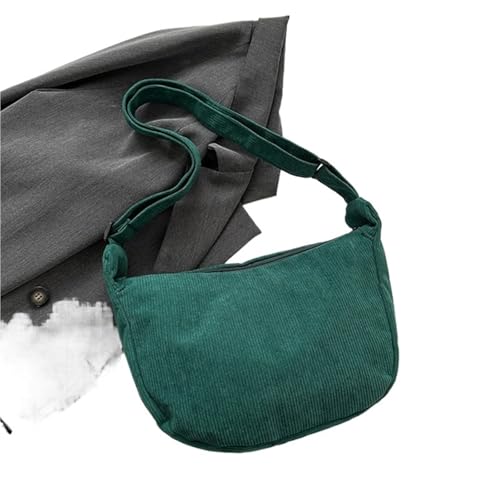 EXKURPOO Schultertasche Cord Lazy Wind Literarische Einzel-Schulter-Crossbody Student Casual Female Einfache Knödeltasche(Deep Green) von EXKURPOO