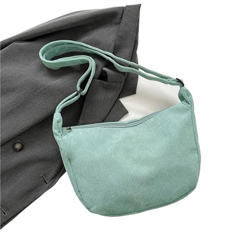 EXKURPOO Schultertasche Cord Lazy Wind Literarische Einzel-Schulter-Crossbody Student Casual Female Einfache Knödeltasche(Light Green) von EXKURPOO