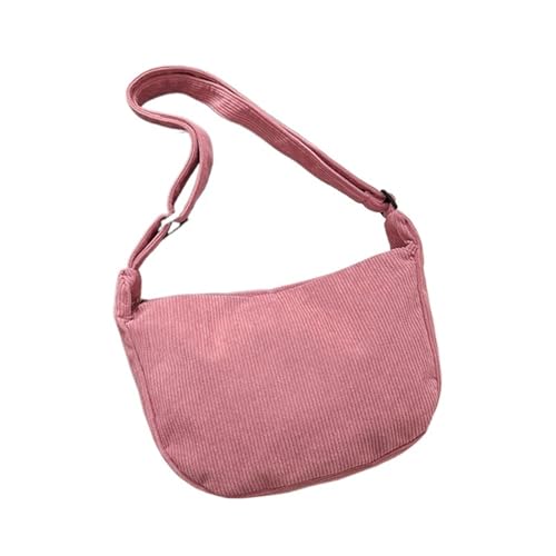 EXKURPOO Schultertasche Cord Lazy Wind Literarische Einzel-Schulter-Crossbody Student Casual Female Einfache Knödeltasche(Pink) von EXKURPOO