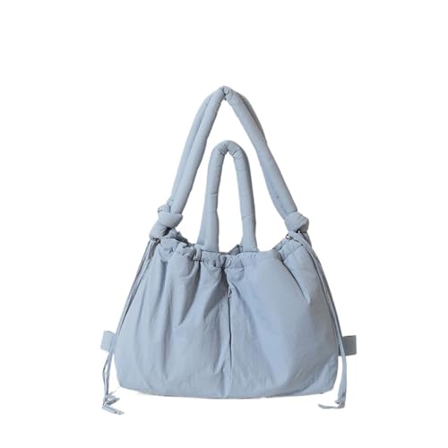 EXKURPOO Schultertasche Puffer Tote Bag Designer Weich Gepolsterte Frauen Schulter Tasche Nylon Unten Baumwolle Unterarm Taschen Dame Handtaschen(Lake blue) von EXKURPOO