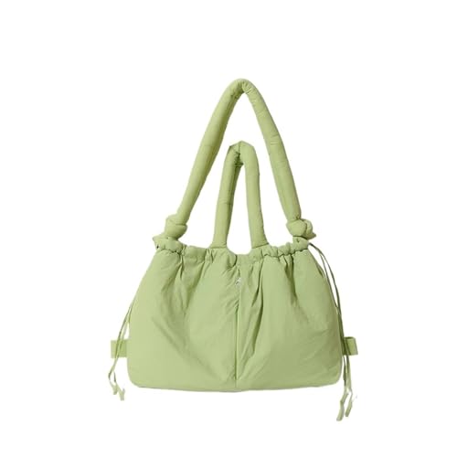 EXKURPOO Schultertasche Puffer Tote Bag Designer Weich Gepolsterte Frauen Schulter Tasche Nylon Unten Baumwolle Unterarm Taschen Dame Handtaschen(Light green) von EXKURPOO