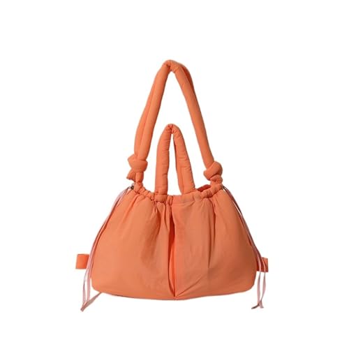 EXKURPOO Schultertasche Puffer Tote Bag Designer Weich Gepolsterte Frauen Schulter Tasche Nylon Unten Baumwolle Unterarm Taschen Dame Handtaschen(Orange) von EXKURPOO