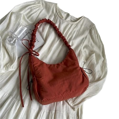 EXKURPOO Schultertasche Weiches Design Tuch Kleine Shopper Einkaufs Unterarm Taschen Dame Schulter Tasche for Frauen(Orange Red) von EXKURPOO