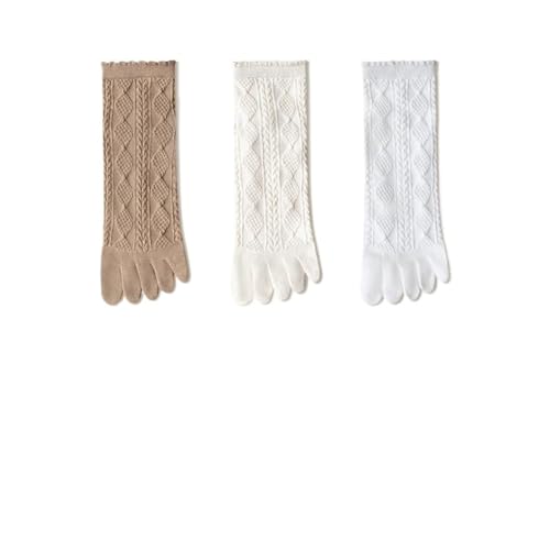 EXKURPOO Zehensocken 3 Paar Sommer Mesh Zehensocken Damen Bestickte Blumen Fünf-Finger-Socken Baumwolle Athletic Socken Rüschen(3 pairs mix05) von EXKURPOO