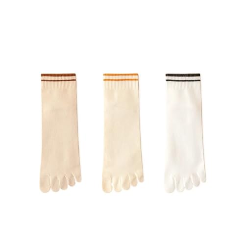 EXKURPOO Zehensocken 5 Paar Damen Fünf-Finger-Socken Zehensocken aus Baumwolle Herbst Frühling Sport Athletische Söckchen mit Fünf-Finger(3 pairs01) von EXKURPOO