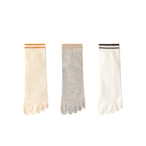 EXKURPOO Zehensocken 5 Paar Damen Fünf-Finger-Socken Zehensocken aus Baumwolle Herbst Frühling Sport Athletische Söckchen mit Fünf-Finger(3 pairs03) von EXKURPOO