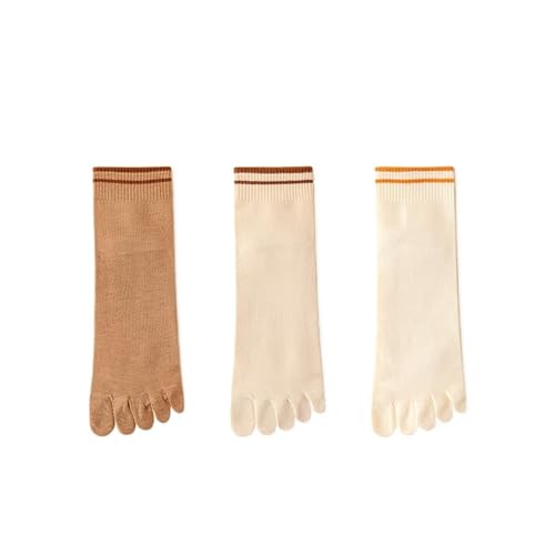 EXKURPOO Zehensocken 5 Paar Damen Fünf-Finger-Socken Zehensocken aus Baumwolle Herbst Frühling Sport Athletische Söckchen mit Fünf-Finger(3 pairs06) von EXKURPOO