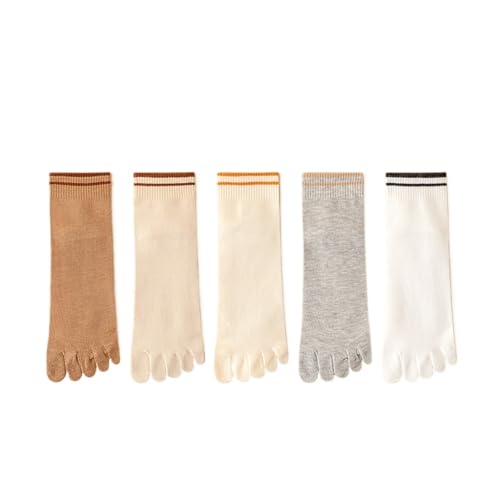 EXKURPOO Zehensocken 5 Paar Damen Fünf-Finger-Socken Zehensocken aus Baumwolle Herbst Frühling Sport Athletische Söckchen mit Fünf-Finger(5 pairs01) von EXKURPOO
