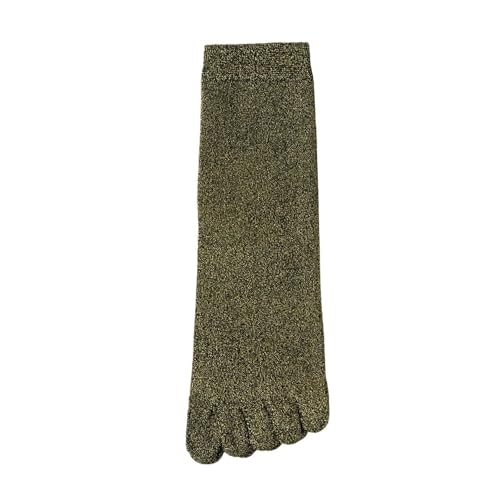 EXKURPOO Zehensocken 5 Paar glänzende Glitzersocken for Damen, Fünf-Finger-Crew-Socken, süße Zehensocken mit separatem Finger, Mittelrohr(5 pairs color 01) von EXKURPOO