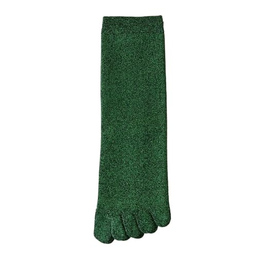 EXKURPOO Zehensocken 5 Paar glänzende Glitzersocken for Damen, Fünf-Finger-Crew-Socken, süße Zehensocken mit separatem Finger, Mittelrohr(5 pairs color 02) von EXKURPOO