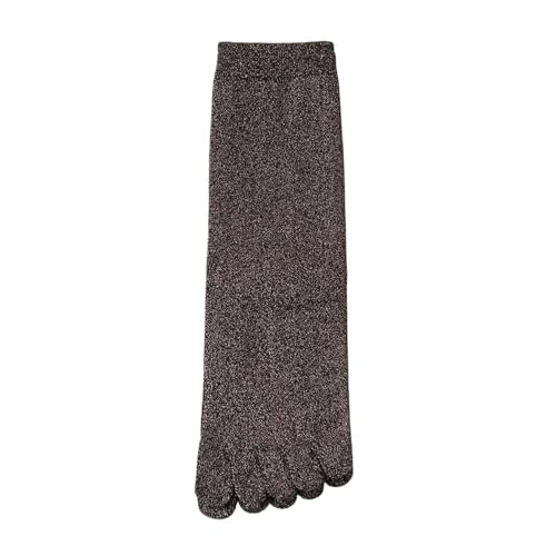 EXKURPOO Zehensocken 5 Paar glänzende Glitzersocken for Damen, Fünf-Finger-Crew-Socken, süße Zehensocken mit separatem Finger, Mittelrohr(5 pairs color 03) von EXKURPOO