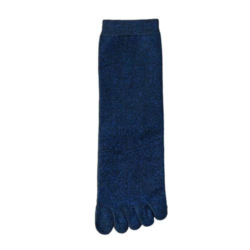 EXKURPOO Zehensocken 5 Paar glänzende Glitzersocken for Damen, Fünf-Finger-Crew-Socken, süße Zehensocken mit separatem Finger, Mittelrohr(5 pairs color 04) von EXKURPOO