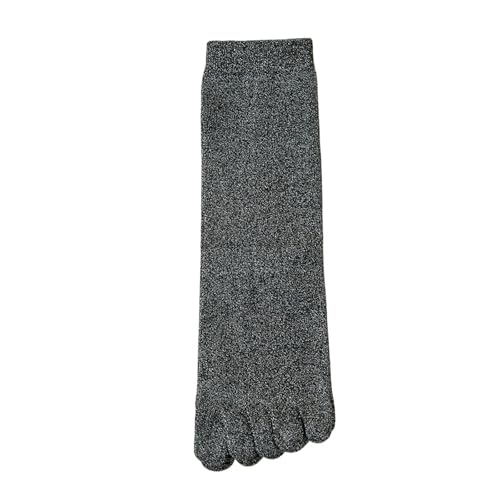EXKURPOO Zehensocken 5 Paar glänzende Glitzersocken for Damen, Fünf-Finger-Crew-Socken, süße Zehensocken mit separatem Finger, Mittelrohr(5 pairs color 05) von EXKURPOO
