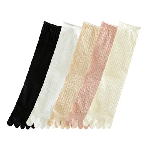 EXKURPOO Zehensocken 5 Paar lose Socken mit fünf separaten Fingern, dünne Zehensocken aus Tüll for den Sommer, weiche Pilates-Yoga-Sportsocken, hohe Röhre(5 Pairs mix) von EXKURPOO