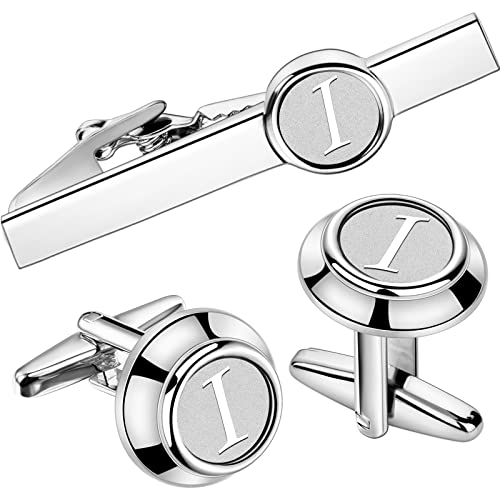 Manschettenknöpfe 2 inch Men's Personalised Initials Cufflinks and Tie Clip Set Men's French Suit(Light Yellow Color) von EXKURPOO