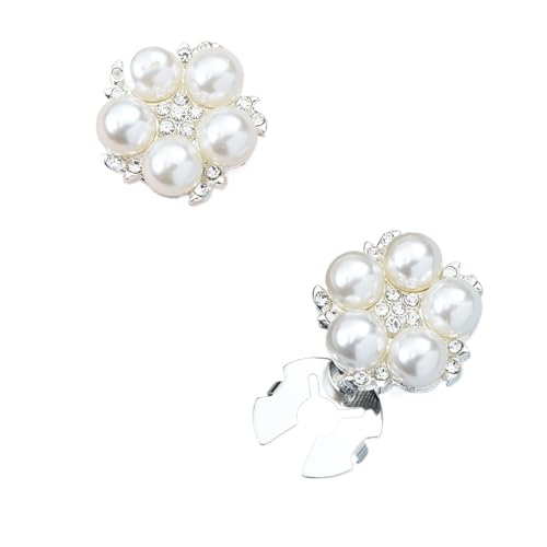 Manschettenknöpfe 2pcs Rhinestone Firework Pearl Shirt Button Cover Cufflinks Button Pins(Small fireworks) von EXKURPOO