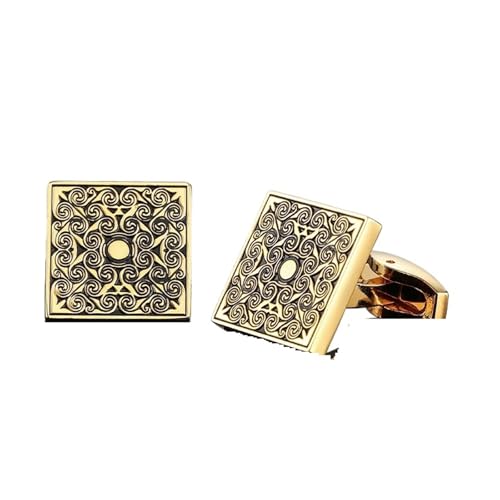 Manschettenknöpfe Classic Men's French Shirt Cufflinks High-end Square Retro Pattern Love Rose Blue Cuffs Button(386) von EXKURPOO