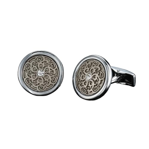 Manschettenknöpfe Classic Men's French Shirt Cufflinks High-end Square Retro Pattern Love Rose Blue Cuffs Button(78) von EXKURPOO