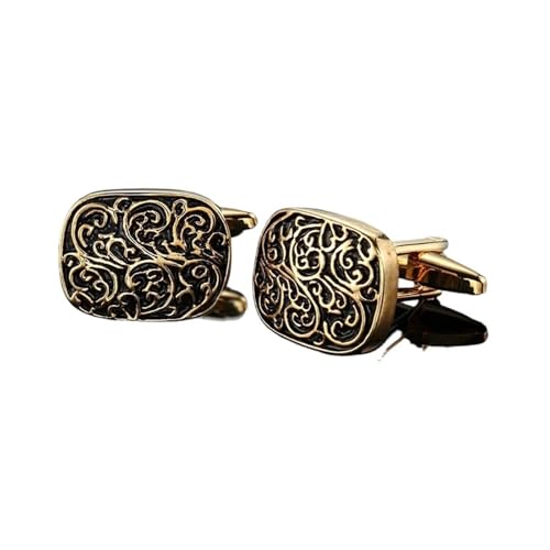 Manschettenknöpfe Classic Men's French Shirt Cufflinks High-end Square Retro Pattern Love Rose Blue Cuffs Button(Color-08) von EXKURPOO
