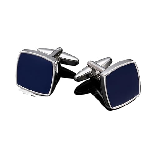 Manschettenknöpfe Copper Material Square Blue Enamel Cufflinks Fashion Men's French Shirt Cufflink von EXKURPOO