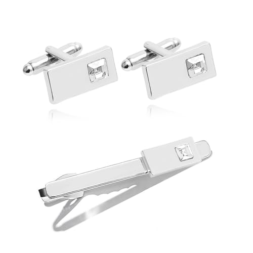 Manschettenknöpfe Fashion Business Shirt Sleeve Decorative Buttons Classic Geometric Tie(Crystal set) von EXKURPOO