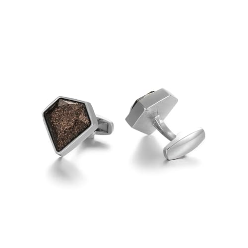 Manschettenknöpfe Fashion High-end Geometric Crystal Cufflinks for Men's Business Banquet French Shirts(Silver color-11) von EXKURPOO