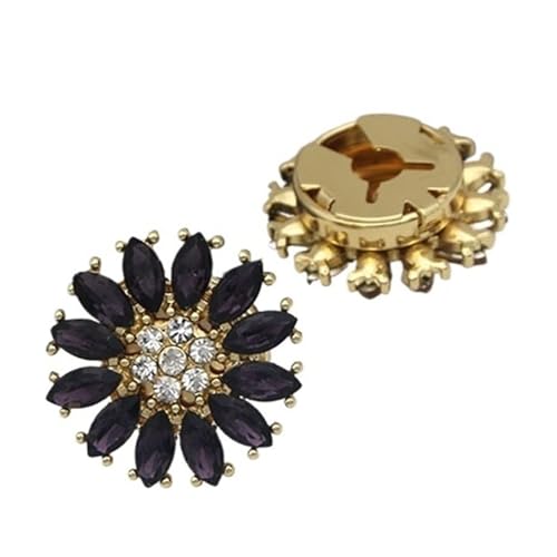 Manschettenknöpfe Fashion Shirt Fastener Cufflinks Round Rhinestone Clothing Collar Buckle(Dark Purple) von EXKURPOO