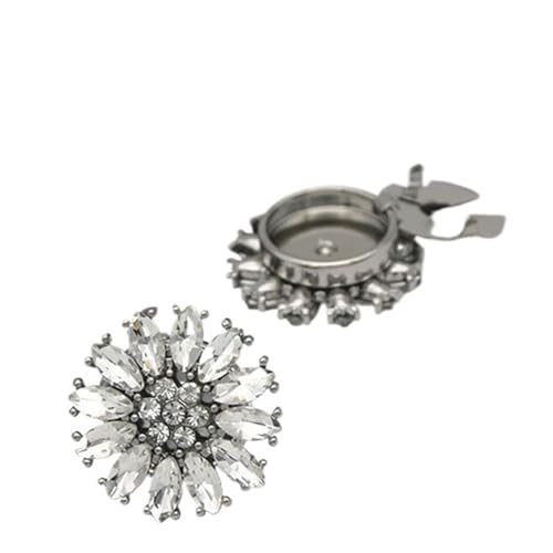 Manschettenknöpfe Fashion Shirt Fastener Cufflinks Round Rhinestone Clothing Collar Buckle(White) von EXKURPOO