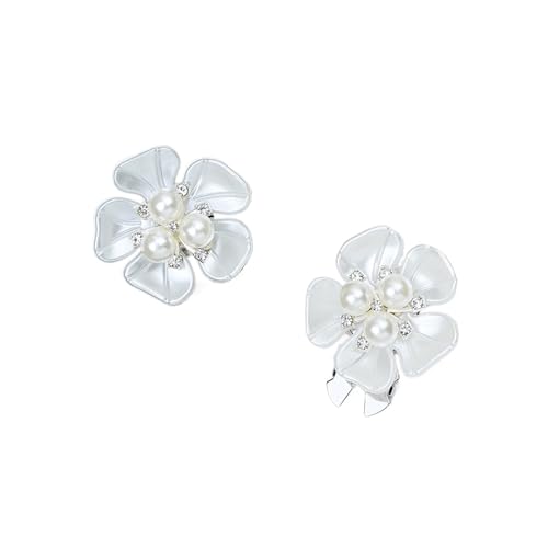Manschettenknöpfe Imitation Shell Pearl Five Petal Flower Shirt Sleeve Button Elegant Copper Cufflinks(SKU2) von EXKURPOO