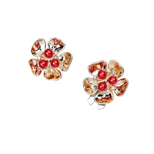 Manschettenknöpfe Imitation Shell Pearl Five Petal Flower Shirt Sleeve Button Elegant Copper Cufflinks(SKU4) von EXKURPOO