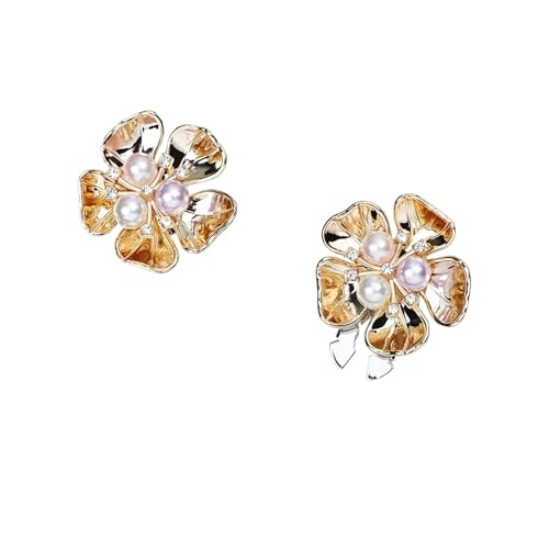 Manschettenknöpfe Imitation Shell Pearl Five Petal Flower Shirt Sleeve Button Elegant Copper Cufflinks(SKU7) von EXKURPOO