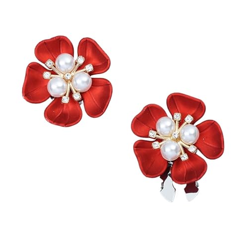 Manschettenknöpfe Imitation Shell Red Leaf Pearl Flower Button Covers Dresses And Shirts Button Decoration(Five leaves) von EXKURPOO