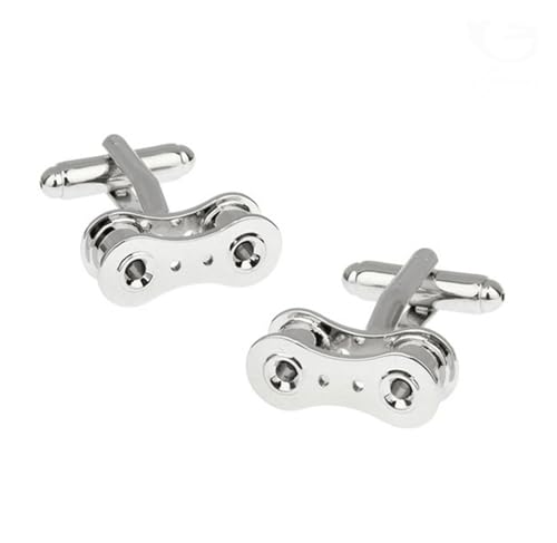 Manschettenknöpfe Men's Bicycle Chain Cufflinks Quality Brass Material Silver Color Fashion Cuff von EXKURPOO