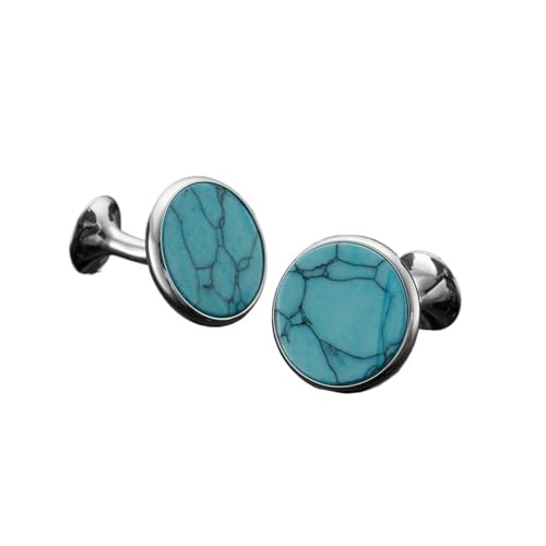 Manschettenknöpfe Men's French Shirt Cufflinks High-end Round Shell Cat's Eye Stone Redwood Cuffs(183) von EXKURPOO