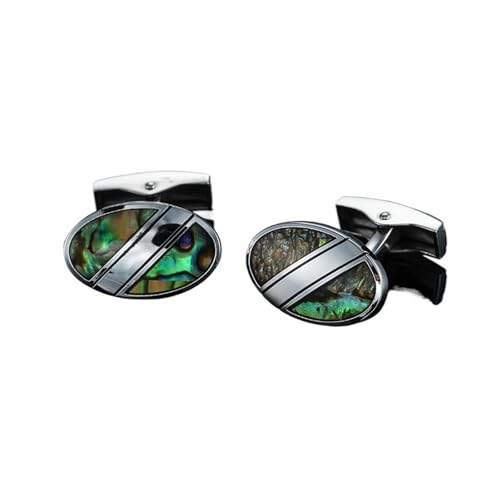 Manschettenknöpfe Men's French Shirt Cufflinks High-end Round Shell Cat's Eye Stone Redwood Cuffs(229) von EXKURPOO