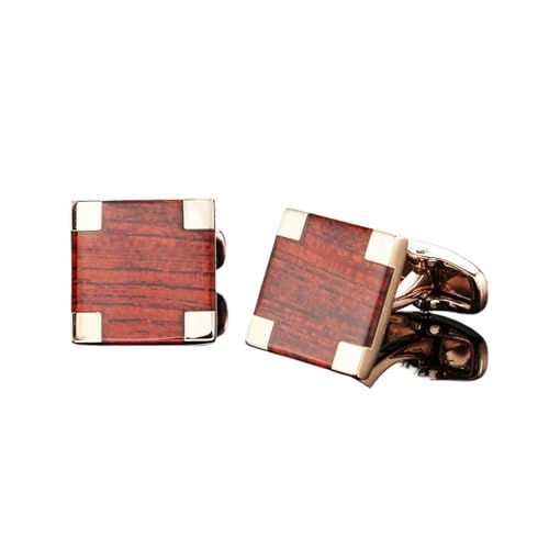 Manschettenknöpfe Men's French Shirt Cufflinks High-end Round Shell Cat's Eye Stone Redwood Cuffs(230) von EXKURPOO