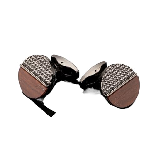 Manschettenknöpfe Men's French Shirt Cufflinks High-end Round Shell Cat's Eye Stone Redwood Cuffs(293) von EXKURPOO