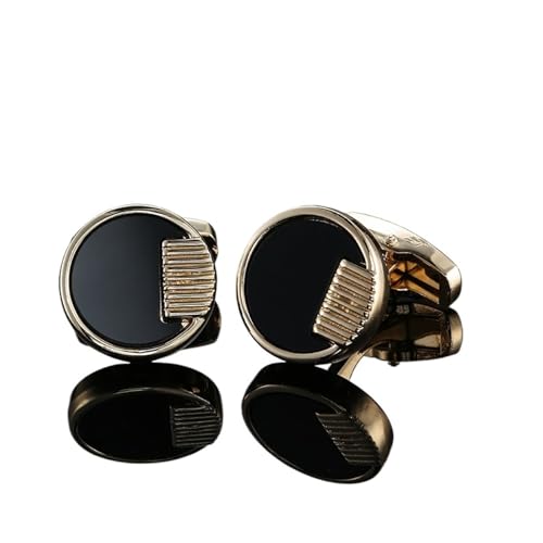Manschettenknöpfe Men's French Shirt Cufflinks High-end Round Shell Cat's Eye Stone Redwood Cuffs(321) von EXKURPOO