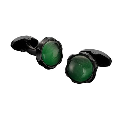 Manschettenknöpfe Men's French Shirt Cufflinks High-end Round Shell Cat's Eye Stone Redwood Cuffs(550) von EXKURPOO