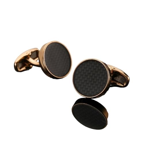 Manschettenknöpfe Men's French Shirt Cufflinks High-end Round Shell Cat's Eye Stone Redwood Cuffs(555) von EXKURPOO